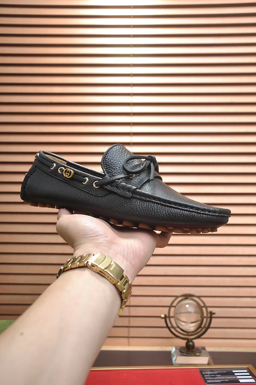 Men's Men's Shoes💰420💶【GUCCI】 (High-end Niuli) New 🍀Gucci*——Gucci Doudou Shoes! Made of imported original cowhide, the inner top layer is comfortable cowhide lining! Original wear-resistant rubber outsole! High quality products! Code number 38-44!